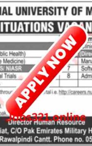 National University Of Medical Sciences (NUMS) Jobs Opportunity April 2024