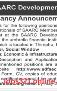 SAARC Development Fund Secretariat Jobs Position April 2024